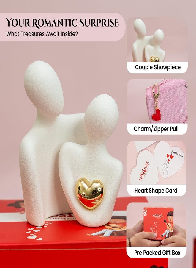 Ekhasa Nostrae by Ekhasa Cute Couples Show Pieces Gift Box for Valentines Day Gift | Romantic Love Showpieces Gift, Birthday Gift | Charm, Pocket Hug Card Heart Gift Box - Image 4